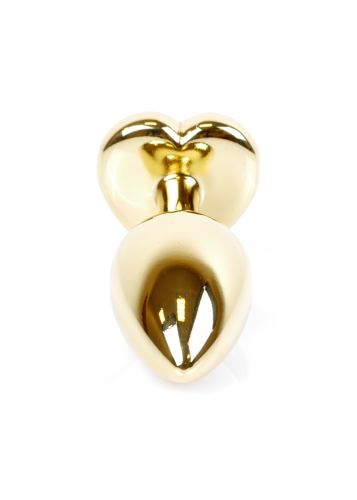 Анальная пробка золотистого цвета с фиолетовым камушком в форме сердца Boss series Jewellery - 5