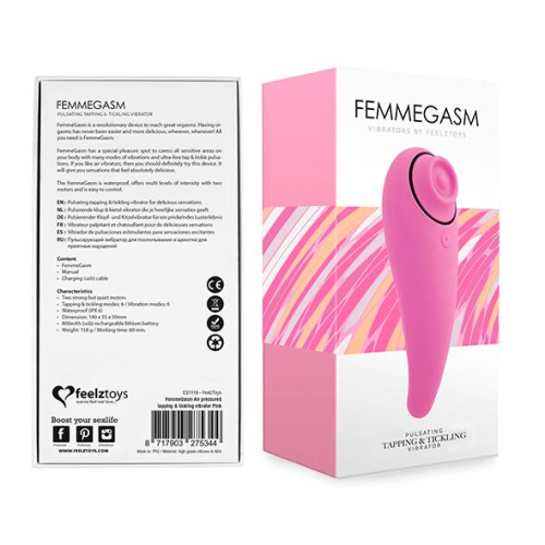Вакуумный стимулятор для клитора и вагинальный вибратор 2 в 1 розовый FeelzToys FemmeGasm - 2