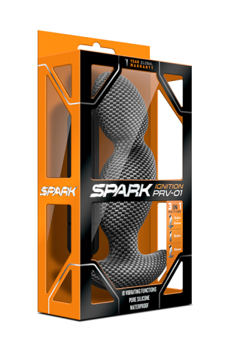 Анальный стимулятор чёрного цвета со съёмной вибропулей SPARK IGNITION PRV-01 CARBON FIBER - 5