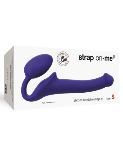 Страпон силиконовый гибкий безременой со стимуляцией клитора и точки G Strap-On-Me Violet S - 3