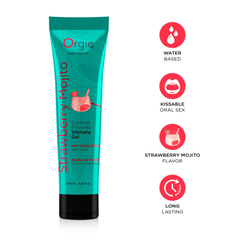 Оральный лубрикант со вкусом коктейля Кайпиринья на водной основе Orgie Lube Tube Strawberry Mojito 100 мл - 3