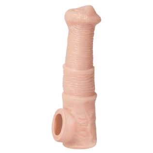Насадка на член реалистичная с кольцом для мошонки телесная Kokos Cock Sleeve модель CS 011 размер M