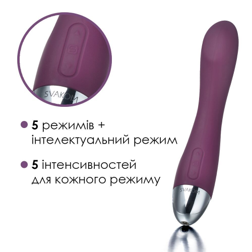 Вібратор вагінальний для точки джі фіолетовий Svakom Amy - 3