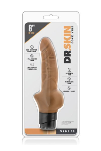 Реалістичний вібромасажер тілесного кольору Dr. SKIN COCK VIBE 12 MOCHA - 2