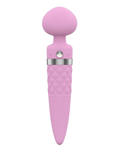 Розкішний вібромасажер з підігрівом вібрація і ротація PILLOW TALK-Sultry Pink з кристалом Сваровські - 1
