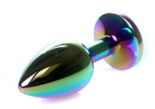 Анальная пробка с камушком радужного цвета Boss of toys Boss Series Jewellery Multicolour Plug Clear размер S - 4
