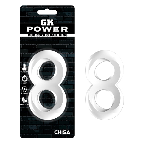 Подвійне ерекційне кільце прозоре CHISA Duo cock 8 Ball Ring - 1