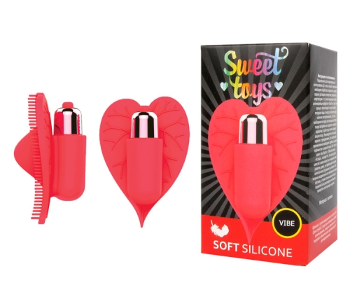 Вібратор листочок для клітора силіконовий з шипиками SWEET TOYS Червоний L 8 см ширина 5,5 см зі знімною вібропулею - 1