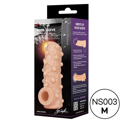 Насадка на член з отвором для мошонки тілесного кольору Kokos Nude Sleeve NS 003 розмір M - 2