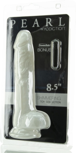 Білий фалоімітатор реалістичний на присосці Addiction Pearl 8.5&amp;quot; Dildo with Balls та віброкуля в подарунок - 5