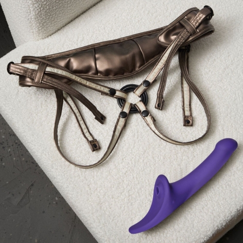 Вибронасадка для страпона с вакуумной стимуляцией фиолетовая Strap-On-Me Multi Orgasm Dildo размер L - 6