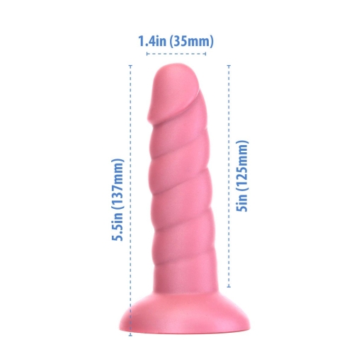 Фалоімітатор ребристий на присосці рожевий Addiction Unicorn Dildo 5.5” та віброкуля у подарунок - 2