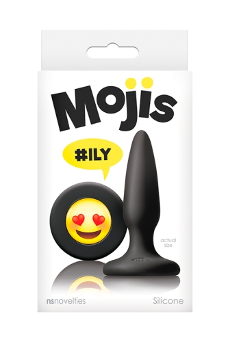 Анальний силіконовий затор чорного кольору із заглушкою смайликом NS Novelties Mojis ily - 2