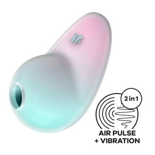 Вакуумный вибратор для клитора розово голубого цвета Satisfyer Pixie