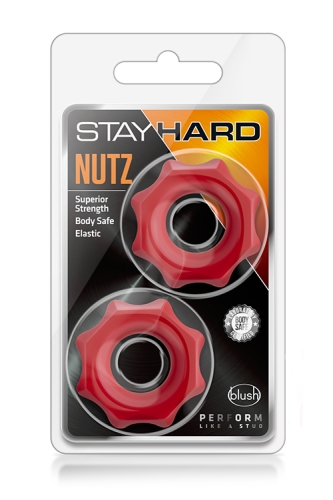 Набір ерекційних кілець червоного кольору STAY HARD NUTZ - 2