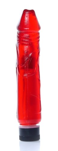 Вибратор реалистичный красный Boss Series Juicy Jelly Multispeed длина 22 см диаметр 4 см - 3