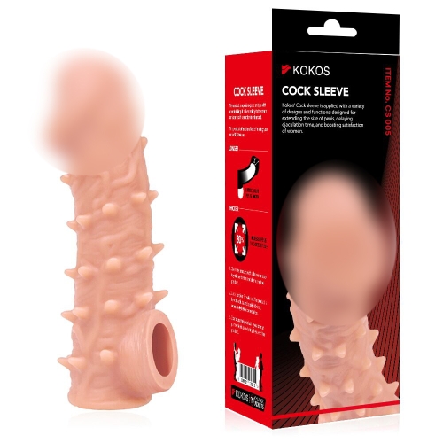 Насадка на член з отвором для мошонки І шипами тілесного кольору Kokos Cock Sleeve CS 005 розмір L - 1