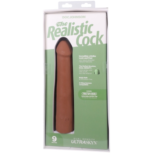 Фалоімітатор реалістичний на присосці бежевий Doc Johnson The Realistic Cock ULTRASKYN - 9 Inch Caramel - 9