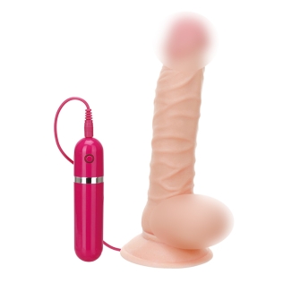 Вибромассажер дилдо на присоске реалистичный телесного цвета G-Girl Style 8inch Vibrating Dong