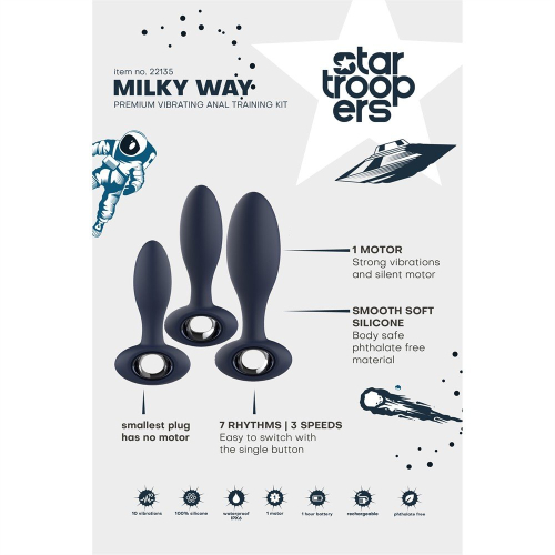 Набор виброанальных стимуляторов синего цвета Dream Toys Startroopers Milky Way размеры S, M, L - 14