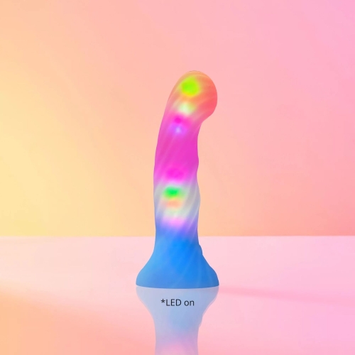 Светящийся дилдо гнущийся силиконовый разноцветный Love To Love - CANDY LOOP 39 режимов подсветки - 1