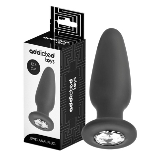 Анальная пробка силиконовая черная с камушком Addicted Toys Anal Plug Jewel Silicone 120 мм
