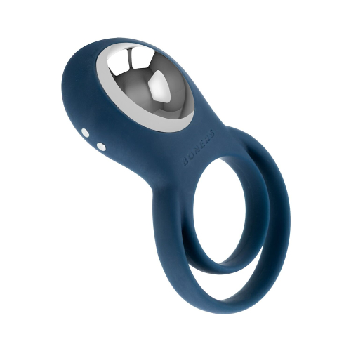Ерекційне віброкільце на член подвійне силіконове синє Boners Vibrating Double Cock Ring - 2
