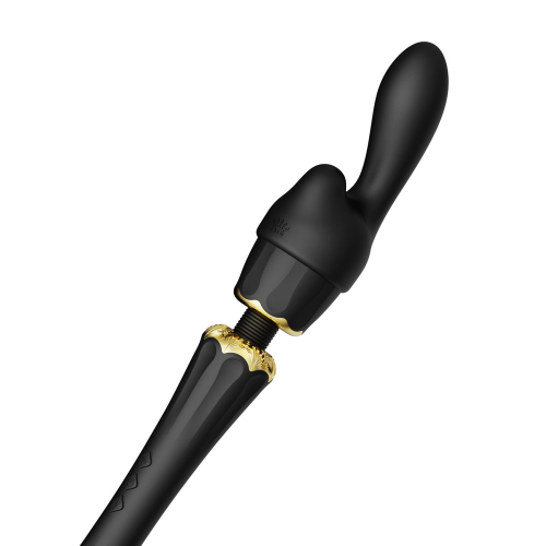 Вибромассажер Ванд в форме микрофона с насадками черного цвета Zalo Kyro Wand Turquoise - 5