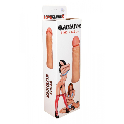 Удлиняющая насадка на член реалистичная бежевого цвета Loveclonex Gladiator 7 - 5