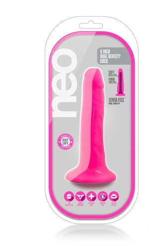 Фалоімітатор реалістик на присоску рожевий NEO 6INCH DUAL DENSITY cock NEON - 2