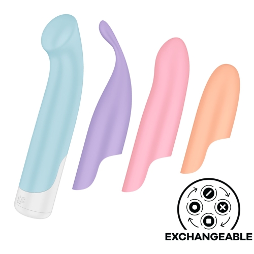 Набор вибратора со сменными насадками разных цветов Satisfyer Playful Four 4 сменные насадки - 1