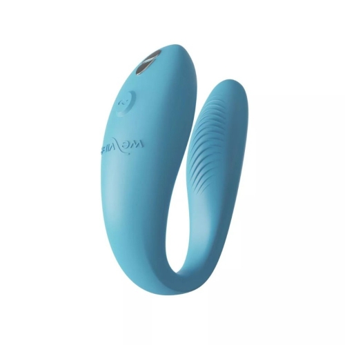 Смарт вибратор для пар силиконовый голубого цвета We Vibe Sync Go Light - 3