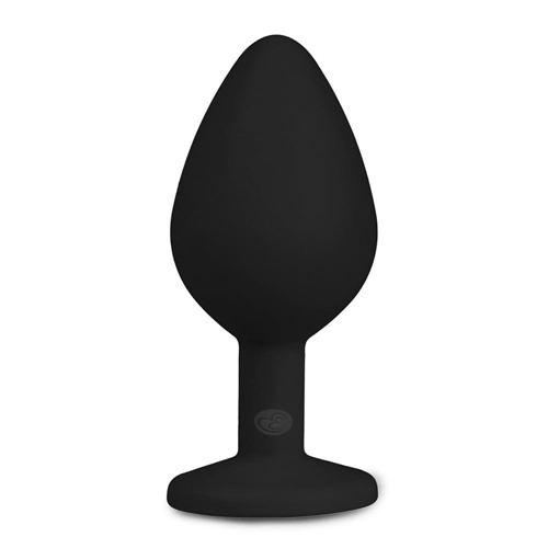 Анальная пробка силиконовая черная с серебристым кристаллом EasyToys длина 85 мм - 2