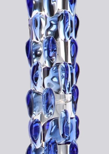 Фалоімітатор скляний з прозорим рельєфом з блакитним Toy Joy Diamond Dazzler - 3