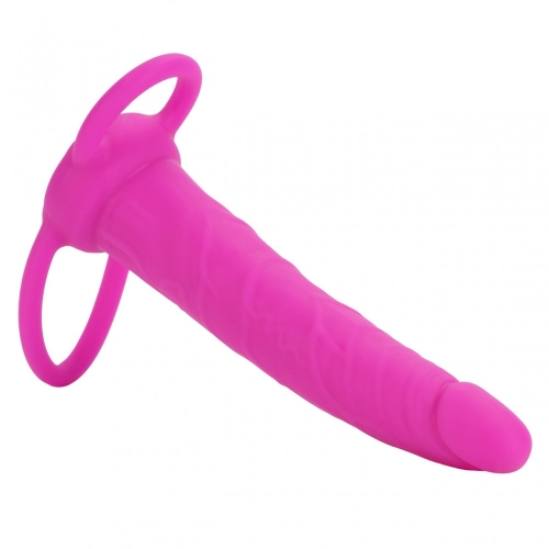 Насадка на член для подвійного проникнення рожевого кольору California еxotic noveltiesc Silicone Love Rider Dual Penetrator - 4
