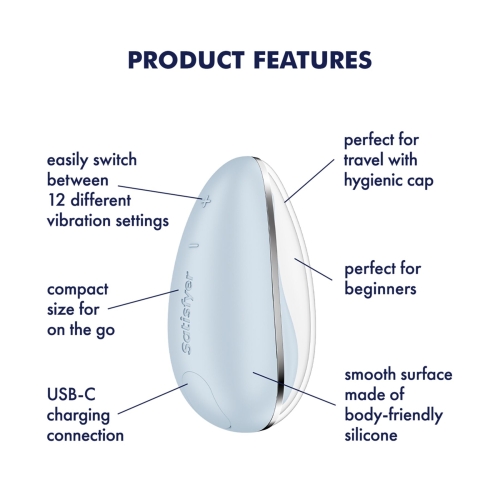 Клиторальный вибратор синий Satisfyer Drop To Go - 7