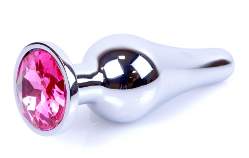 Анальна пробка сріблястого кольору із кристалом рожевого кольору BOSS of TOYS Jewellery BUTT PLUG - 3