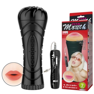 Мастурбатор-вібратор у вигляді рота з кібершкіри Pink Mouth Vibrating