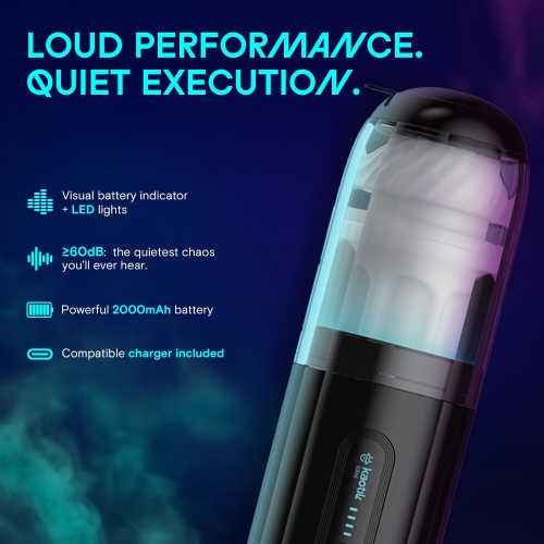 Автоматический смарт-мастурбатор с имитацией фрикций черный Kaotik Labs The Shockwave режим edging - 19