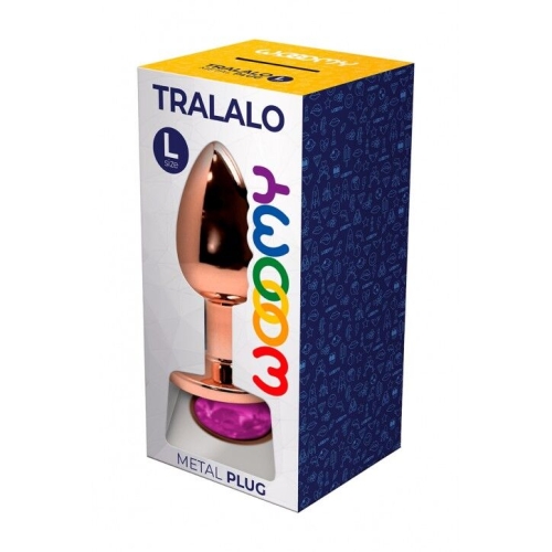 Анальний затор Золотистого кольору з Рожевим камінчиком Wooomy Tralalo Rose Gold Plug Magenta розмір L - 2