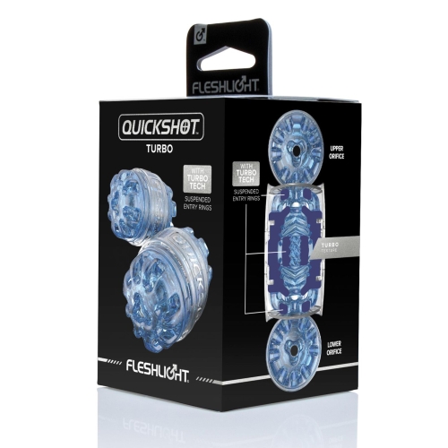 Мастурбатор Рот с имитацией орального секса голубого цвета Fleshlight Quickshot Turbo Blue Ice - 6