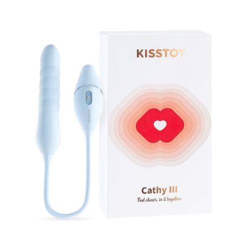 Двойной Пульсатор с вакуумным стимулятором голубого цвета KissToyCathy III - 3