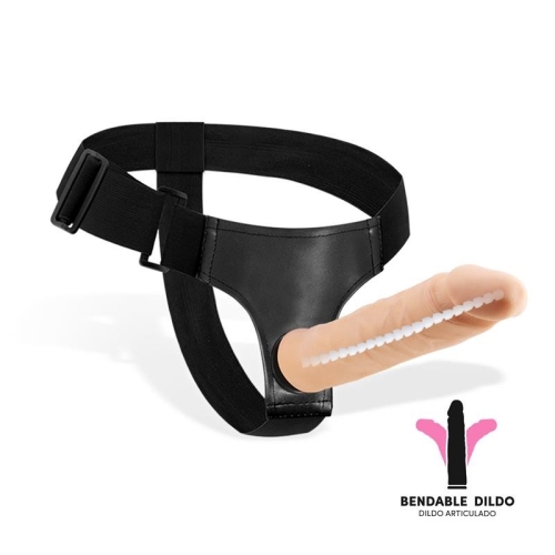 Страпон гибкий реалистичный ременной телесный Latetobed Magto Bendable Strap-On Harness - 2