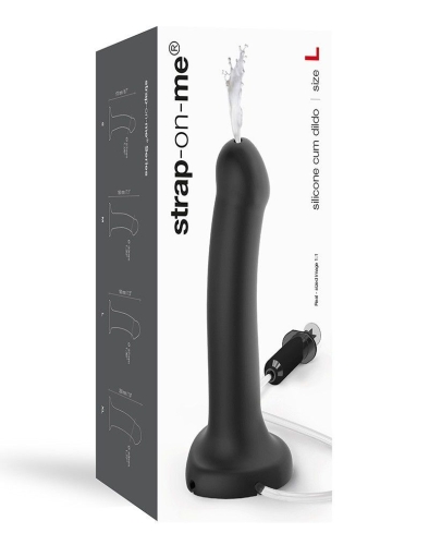 Кінчаючий гнучкий фалоімітатор Strap-On-Me Dildo cum Black чорного кольору - 6