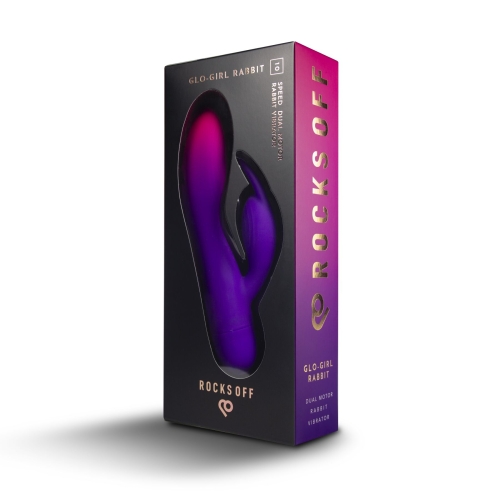 Вібратор кролик фіолетового кольору Rocks Off Glo Girl Rabbit - 7