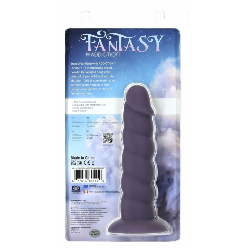 Фалоімітатор ребристий на присосці фіолетовий Unicorn Dildo 7” та віброкуля у подарунок - 5