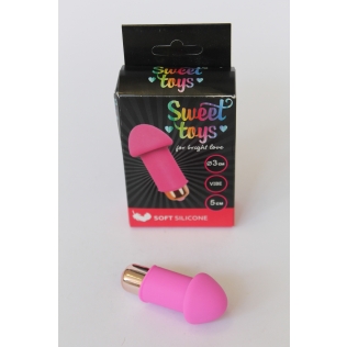 Міні вібратор силіконовий для клітора SWEET TOYS Рожевий L 5 см d 3 см зі знімною вібропулею