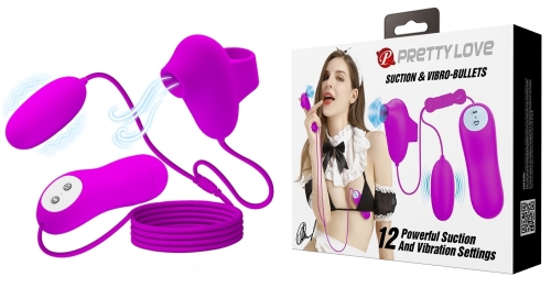 Вакуумный стимулятор с виброяйцом PRETTY LOVE - SUCTION &amp;amp; VIBRO-BULLETS, BI-014925 - 1