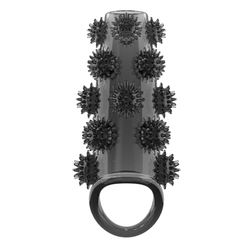 Стимулююча насадка на член із пухирцями чорна Meleon - Sting Tide Locking Sleeve - 3
