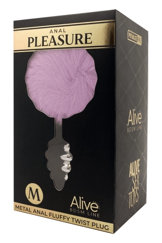 Анальная рельефная пробка с сиреневым хвостом Alive Anal Pleasure размер М - 4
